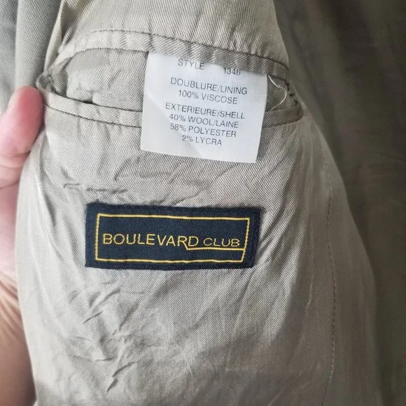 Vintage Boulevard Club Khaki Oversized Professor Wool Blend Blazer Sport Pocket - Picture 9 of 10